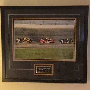 “The Last Laps” double matted with original photo